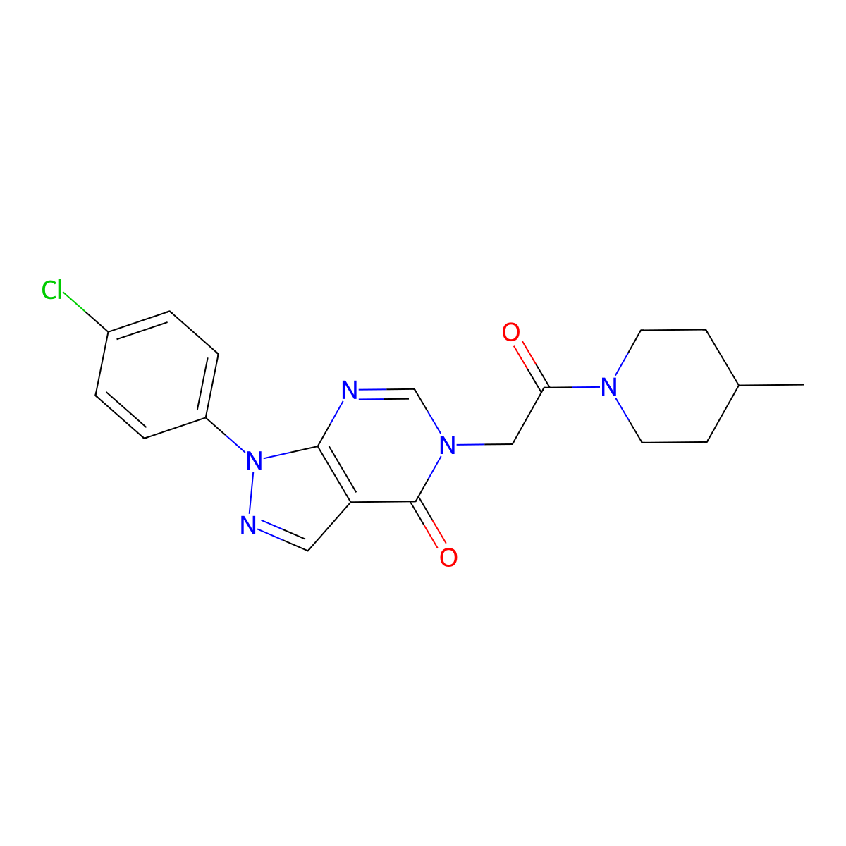 1-(4-chlorophenyl)-5-(2-(4-methylpiperidin-1-yl)-2-oxoethyl)-1H-pyrazolo[3,4-d]pyrimidin-4(5H)-one molecular structure, CAS 852440-65-4