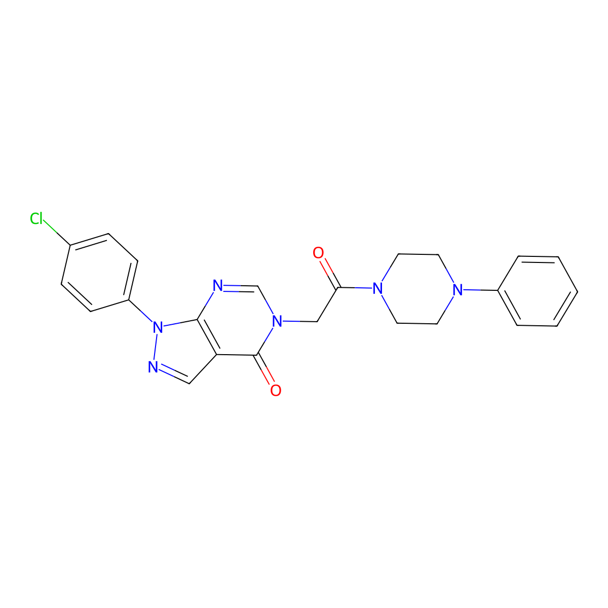 1-(4-chlorophenyl)-5-(2-oxo-2-(4-phenylpiperazin-1-yl)ethyl)-1H-pyrazolo[3,4-d]pyrimidin-4(5H)-one molecular structure, CAS 852440-66-5