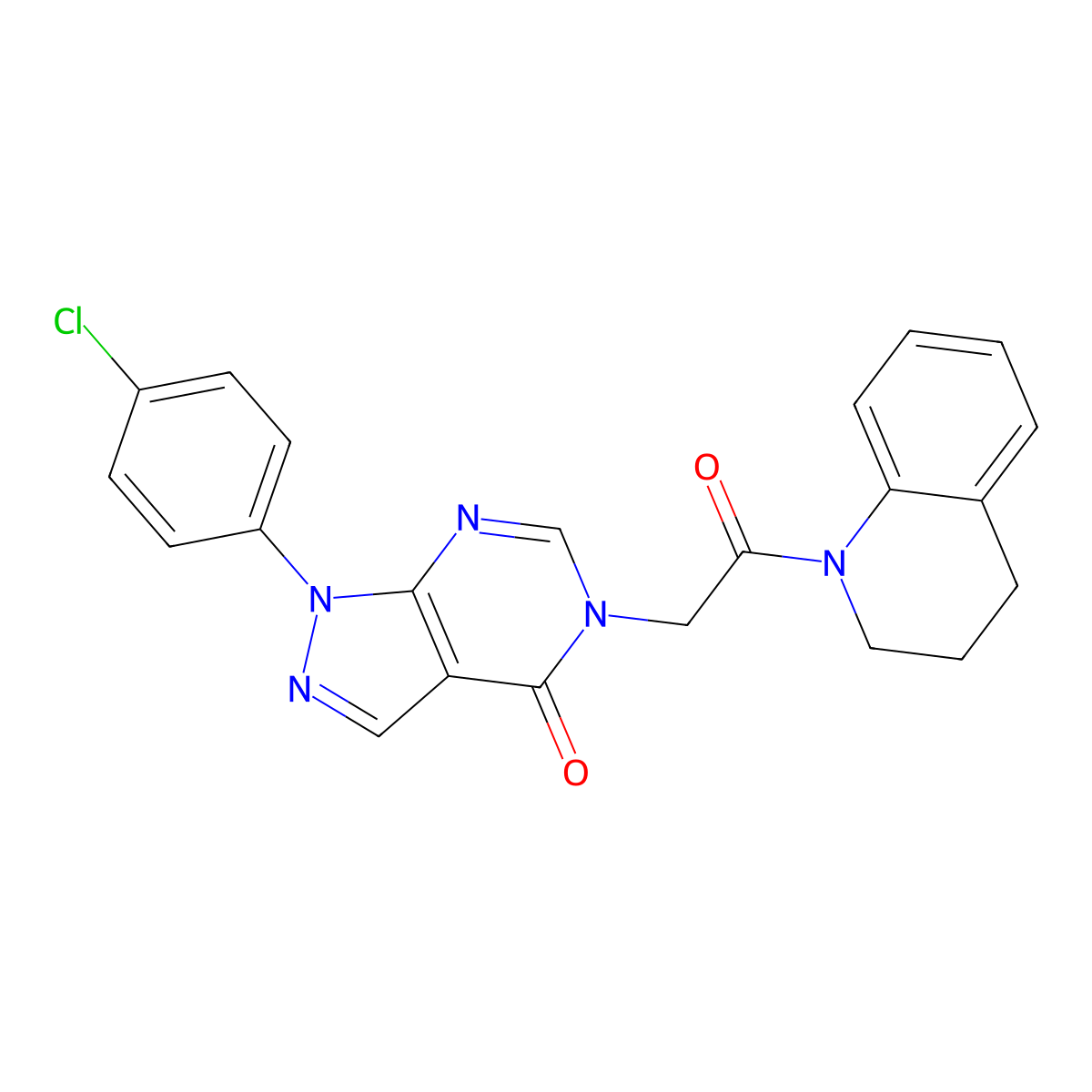 1-(4-chlorophenyl)-5-(2-(3,4-dihydroquinolin-1(2H)-yl)-2-oxoethyl)-1H-pyrazolo[3,4-d]pyrimidin-4(5H)-one molecular structure, CAS 852440-68-7