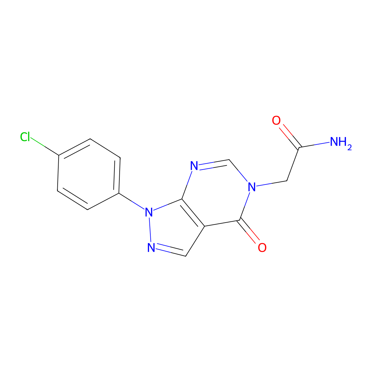 2-[1-(4-Chlorophenyl)-4-oxopyrazolo[3,4-d]pyrimidin-5-yl]acetamide molecular structure, CAS 852440-70-1