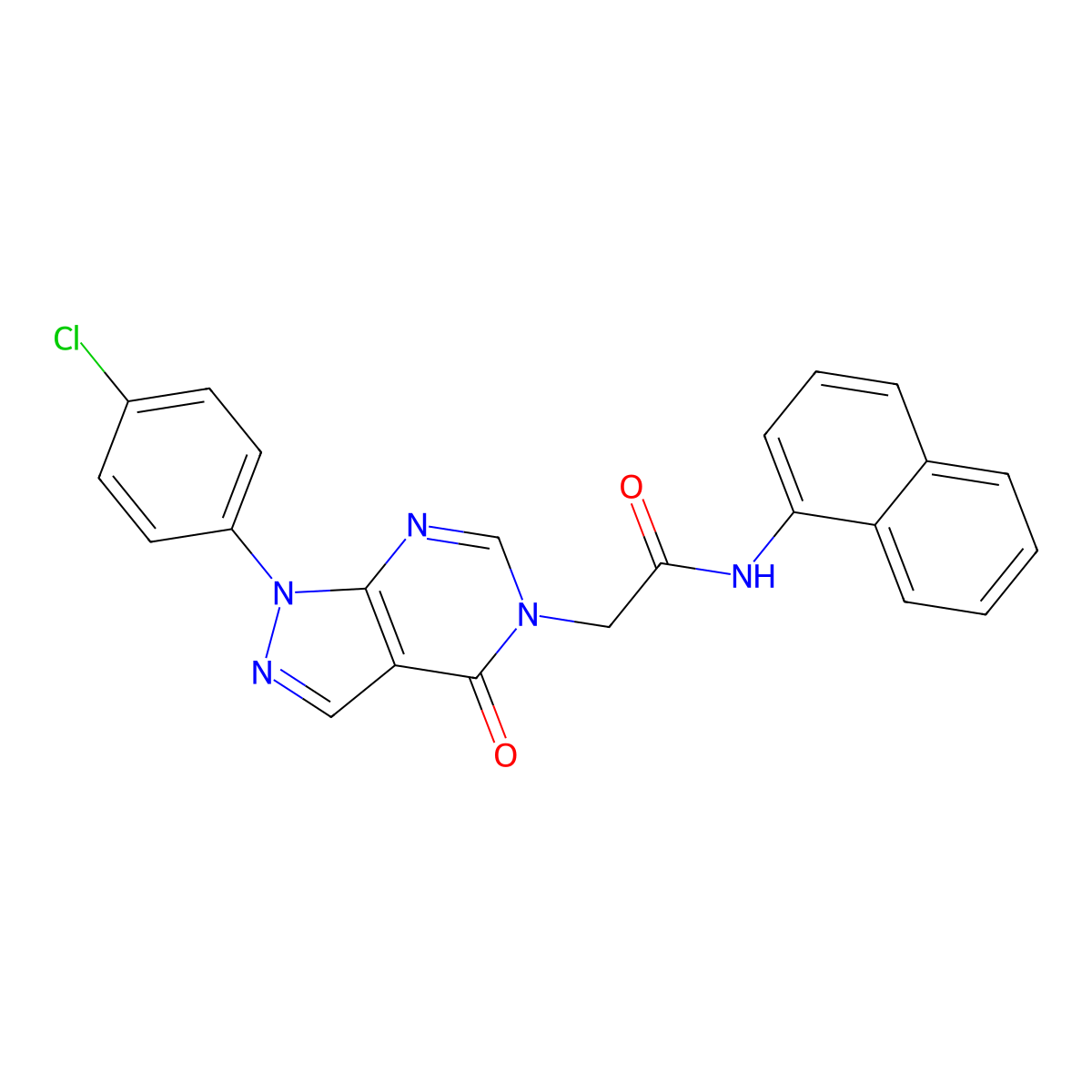2-(1-(4-chlorophenyl)-4-oxo-1H-pyrazolo[3,4-d]pyrimidin-5(4H)-yl)-N-(naphthalen-1-yl)acetamide molecular structure, CAS 852440-72-3