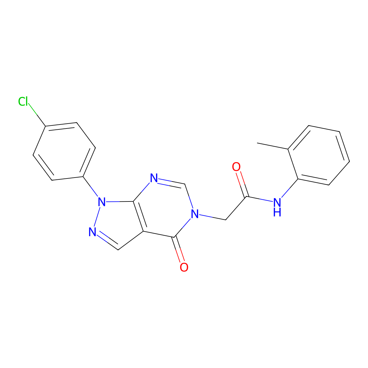 2-[1-(4-chlorophenyl)-4-oxopyrazolo[3,4-d]pyrimidin-5-yl]-N-(2-methylphenyl)acetamide molecular structure, CAS 852440-73-4
