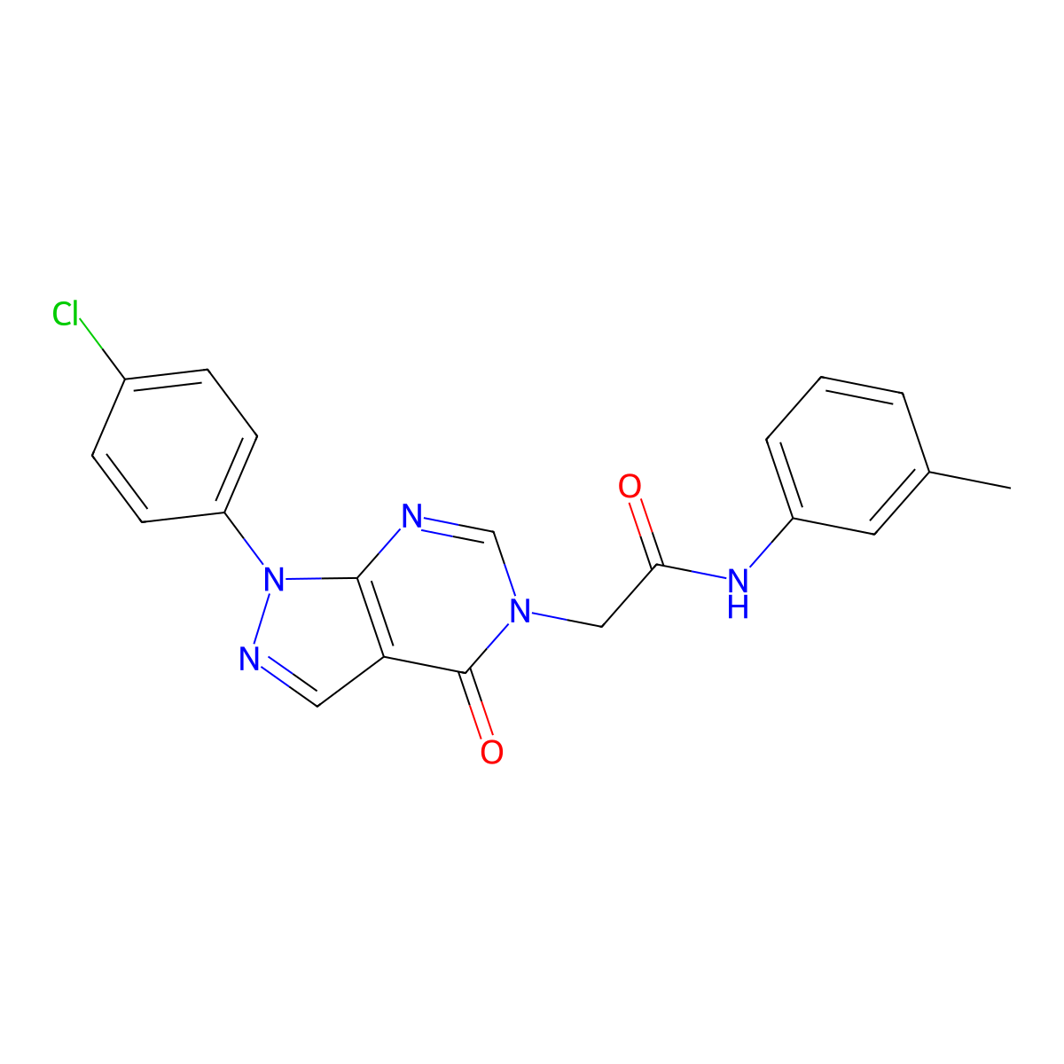 2-(1-(4-chlorophenyl)-4-oxo-1H-pyrazolo[3,4-d]pyrimidin-5(4H)-yl)-N-(m-tolyl)acetamide molecular structure, CAS 852440-74-5