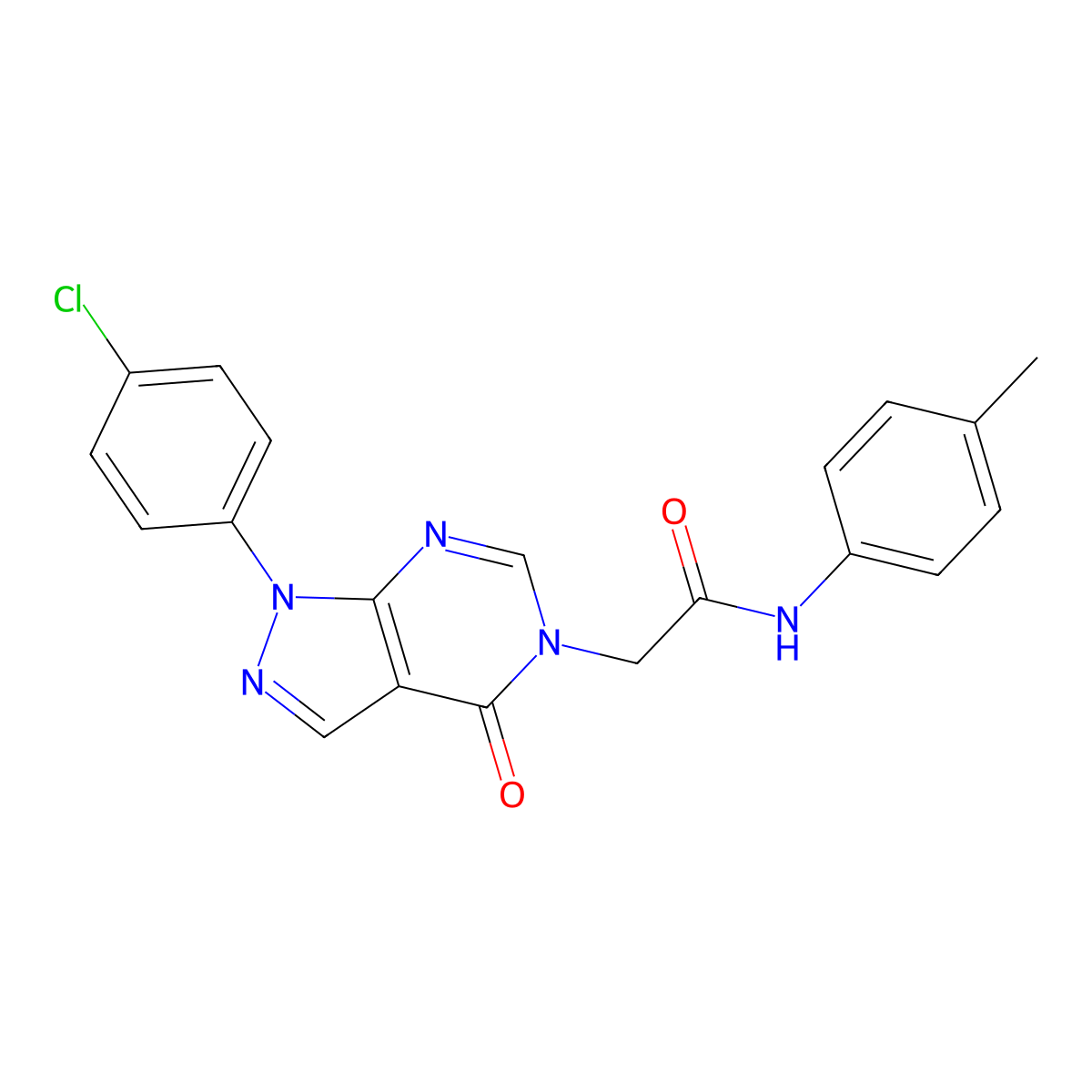 2-[1-(4-chlorophenyl)-4-oxopyrazolo[3,4-d]pyrimidin-5-yl]-N-(4-methylphenyl)acetamide molecular structure, CAS 852440-75-6