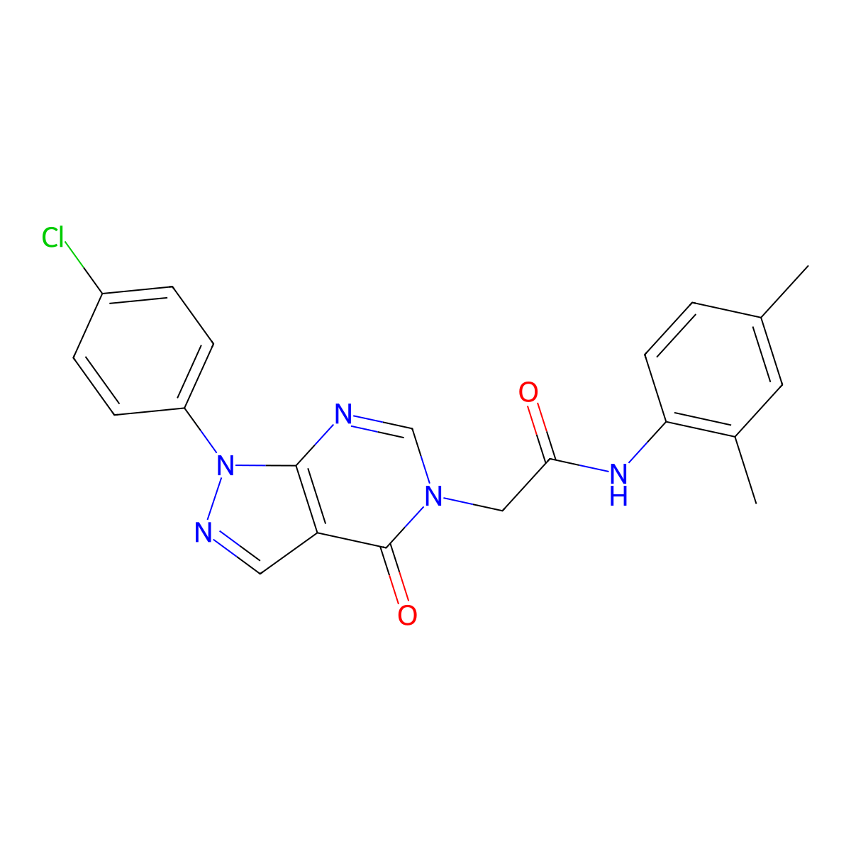 2-[1-(4-chlorophenyl)-4-oxo-1H,4H,5H-pyrazolo[3,4-d]pyrimidin-5-yl]-N-(2,4-dimethylphenyl)acetamide molecular structure, CAS 852440-78-9