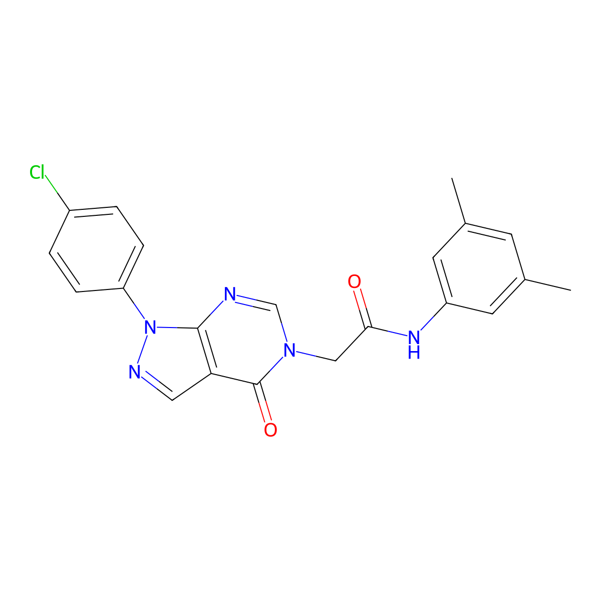 2-(1-(4-chlorophenyl)-4-oxo-1H-pyrazolo[3,4-d]pyrimidin-5(4H)-yl)-N-(3,5-dimethylphenyl)acetamide molecular structure, CAS 852440-79-0