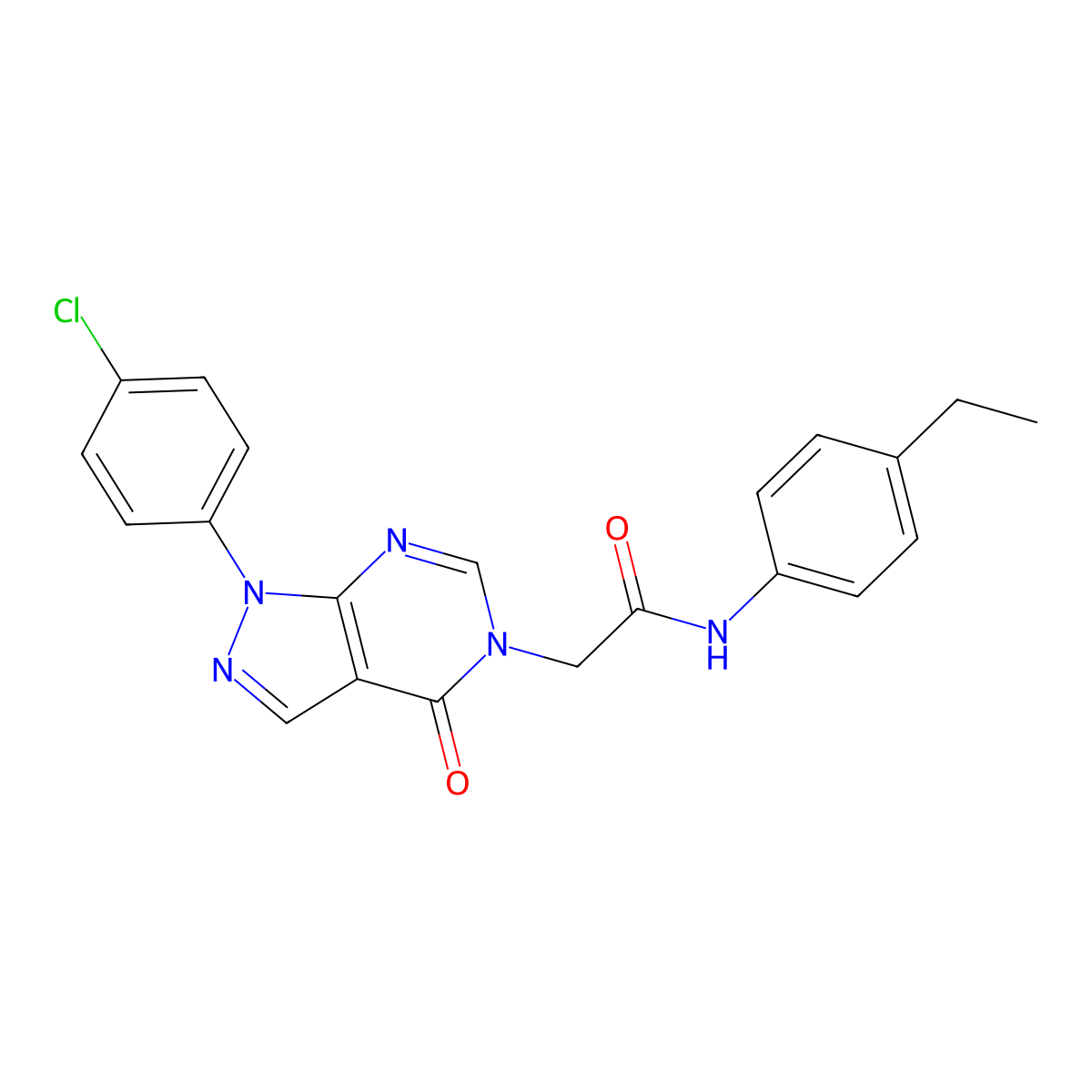 2-(1-(4-chlorophenyl)-4-oxo-1H-pyrazolo[3,4-d]pyrimidin-5(4H)-yl)-N-(4-ethylphenyl)acetamide molecular structure, CAS 852440-81-4