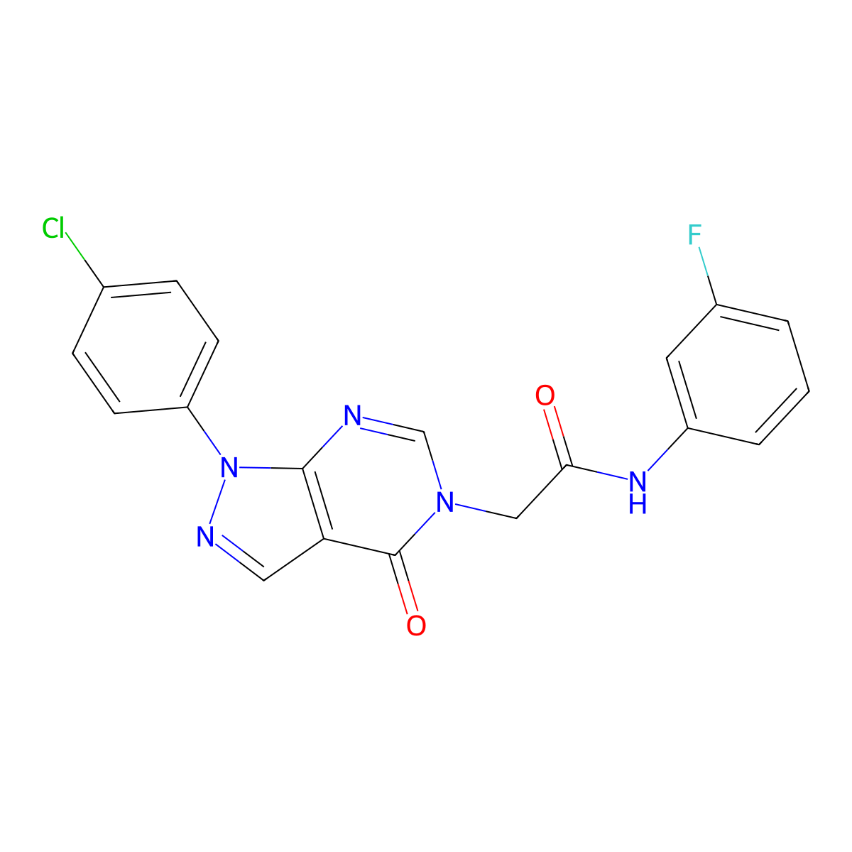 2-(1-(4-chlorophenyl)-4-oxo-1H-pyrazolo[3,4-d]pyrimidin-5(4H)-yl)-N-(3-fluorophenyl)acetamide molecular structure, CAS 852440-84-7