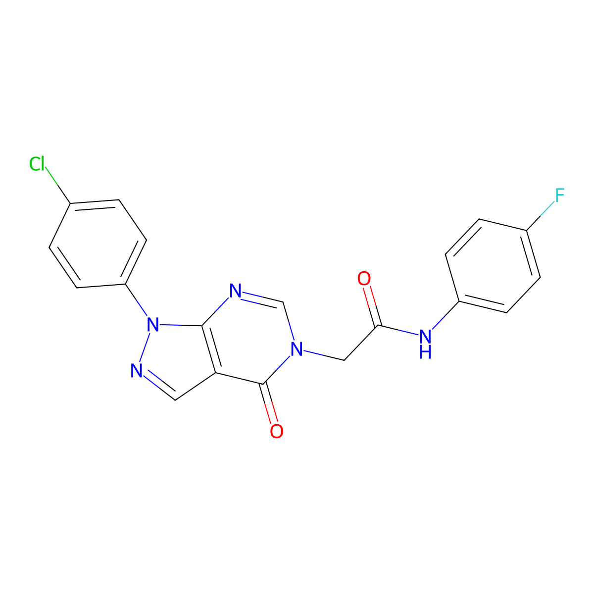 2-(1-(4-chlorophenyl)-4-oxo-1H-pyrazolo[3,4-d]pyrimidin-5(4H)-yl)-N-(4-fluorophenyl)acetamide molecular structure, CAS 852440-85-8