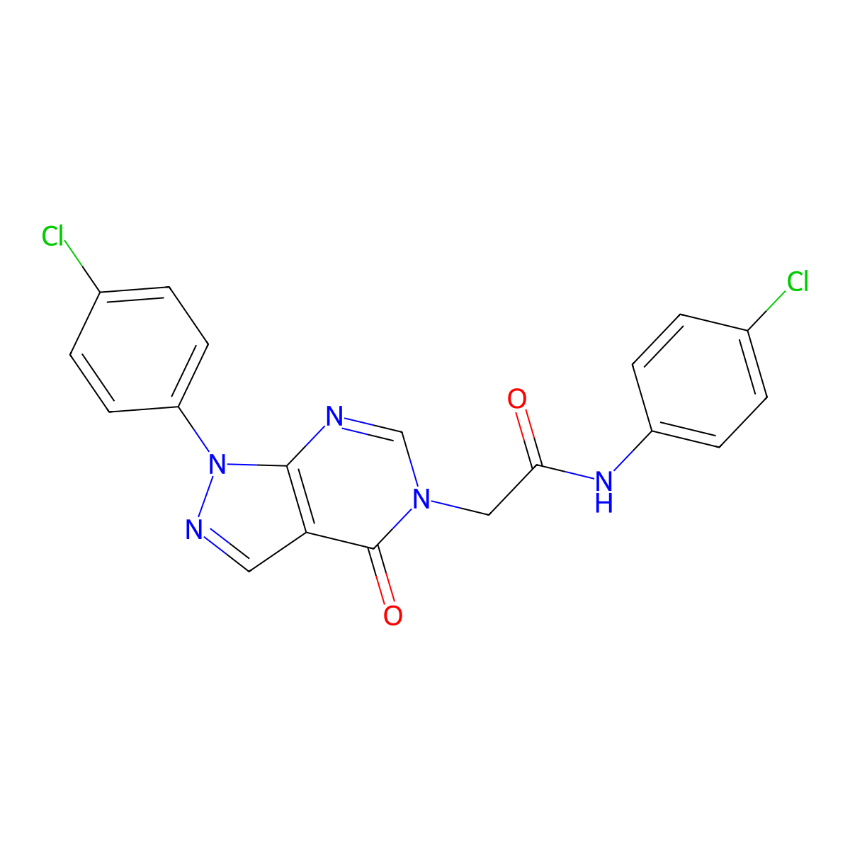 N-(4-chlorophenyl)-2-(1-(4-chlorophenyl)-4-oxo-1H-pyrazolo[3,4-d]pyrimidin-5(4H)-yl)acetamide molecular structure, CAS 852440-87-0