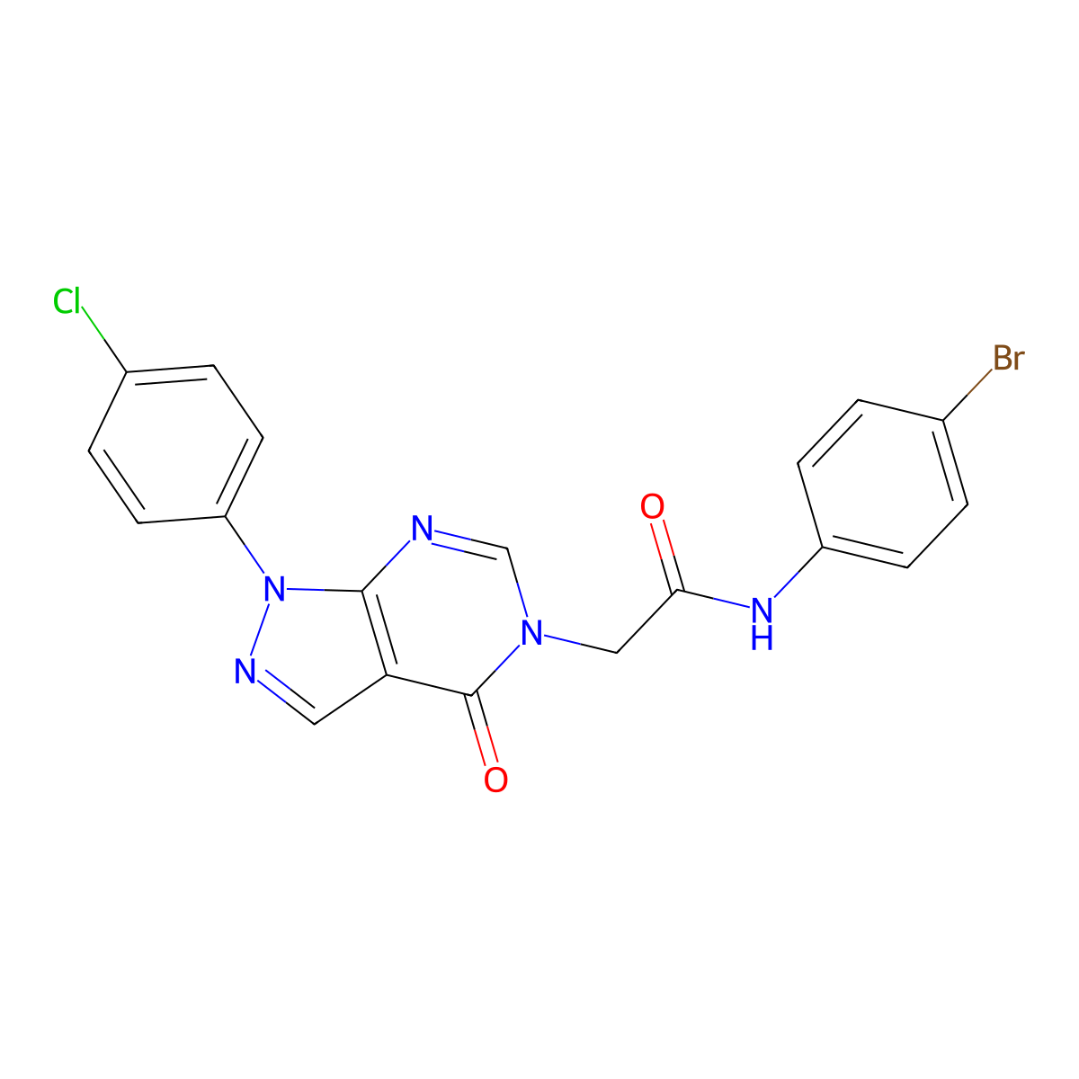 N-(4-bromophenyl)-2-(1-(4-chlorophenyl)-4-oxo-1H-pyrazolo[3,4-d]pyrimidin-5(4H)-yl)acetamide molecular structure, CAS 852440-88-1