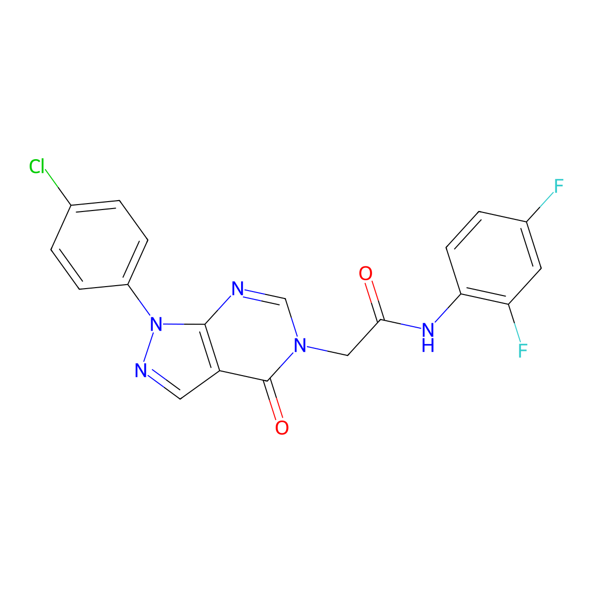 2-(1-(4-chlorophenyl)-4-oxo-1H-pyrazolo[3,4-d]pyrimidin-5(4H)-yl)-N-(2,4-difluorophenyl)acetamide molecular structure, CAS 852440-89-2