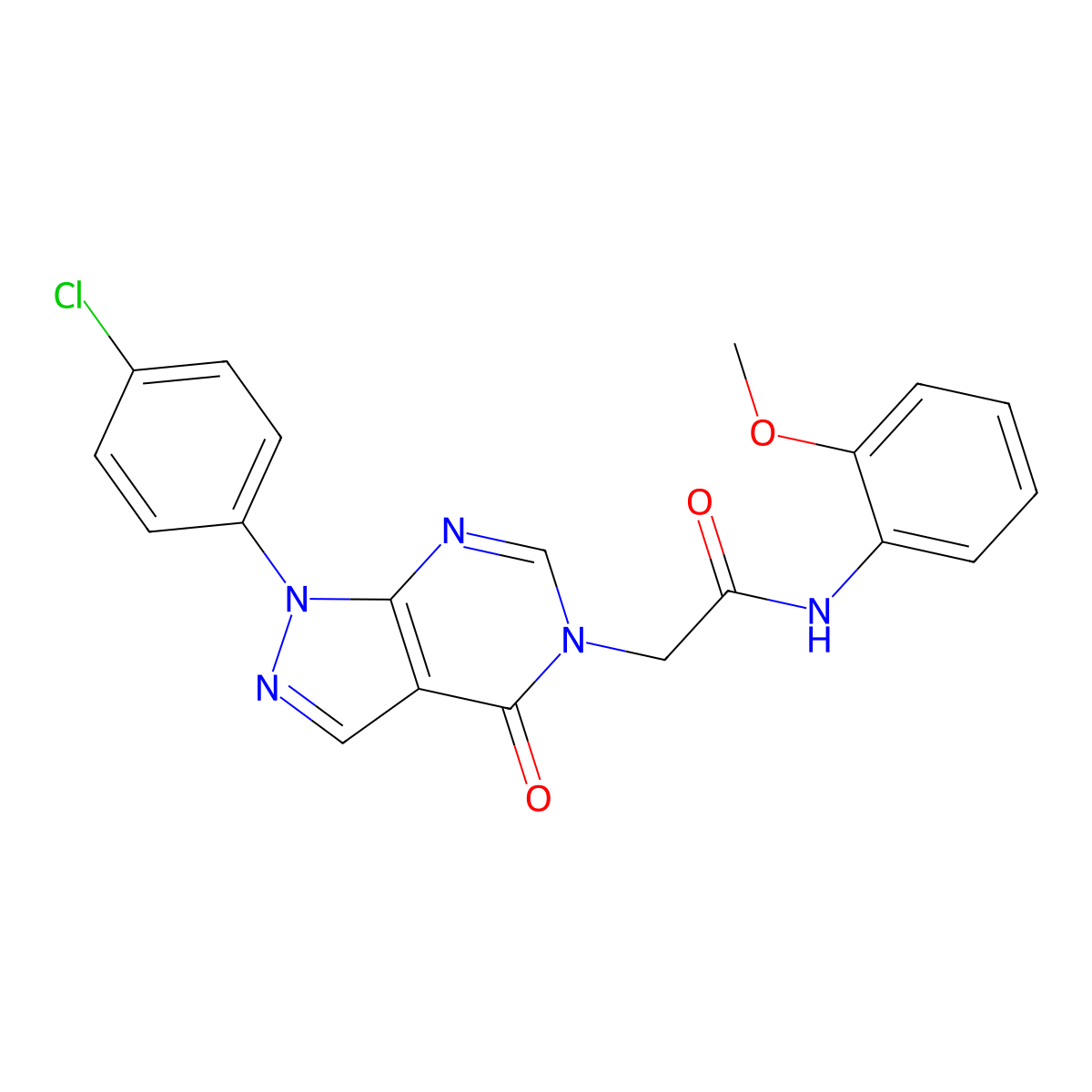 2-(1-(4-chlorophenyl)-4-oxo-1H-pyrazolo[3,4-d]pyrimidin-5(4H)-yl)-N-(2-methoxyphenyl)acetamide molecular structure, CAS 852440-93-8