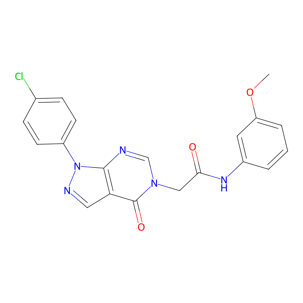 2-[1-(4-chlorophenyl)-4-oxopyrazolo[3,4-d]pyrimidin-5-yl]-N-(3-methoxyphenyl)acetamide molecular structure, CAS 852440-94-9