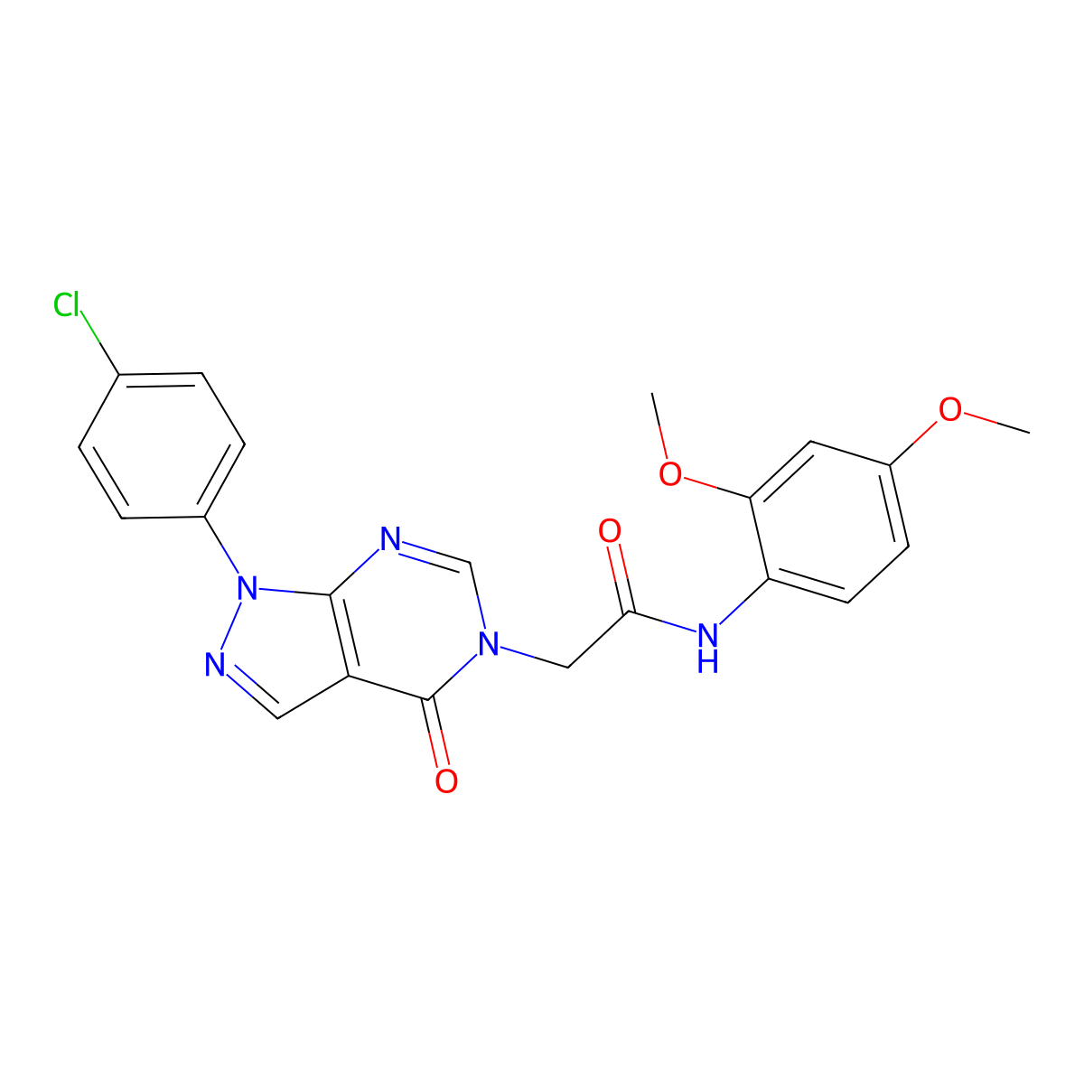 2-(1-(4-chlorophenyl)-4-oxo-1H-pyrazolo[3,4-d]pyrimidin-5(4H)-yl)-N-(2,4-dimethoxyphenyl)acetamide molecular structure, CAS 852440-98-3