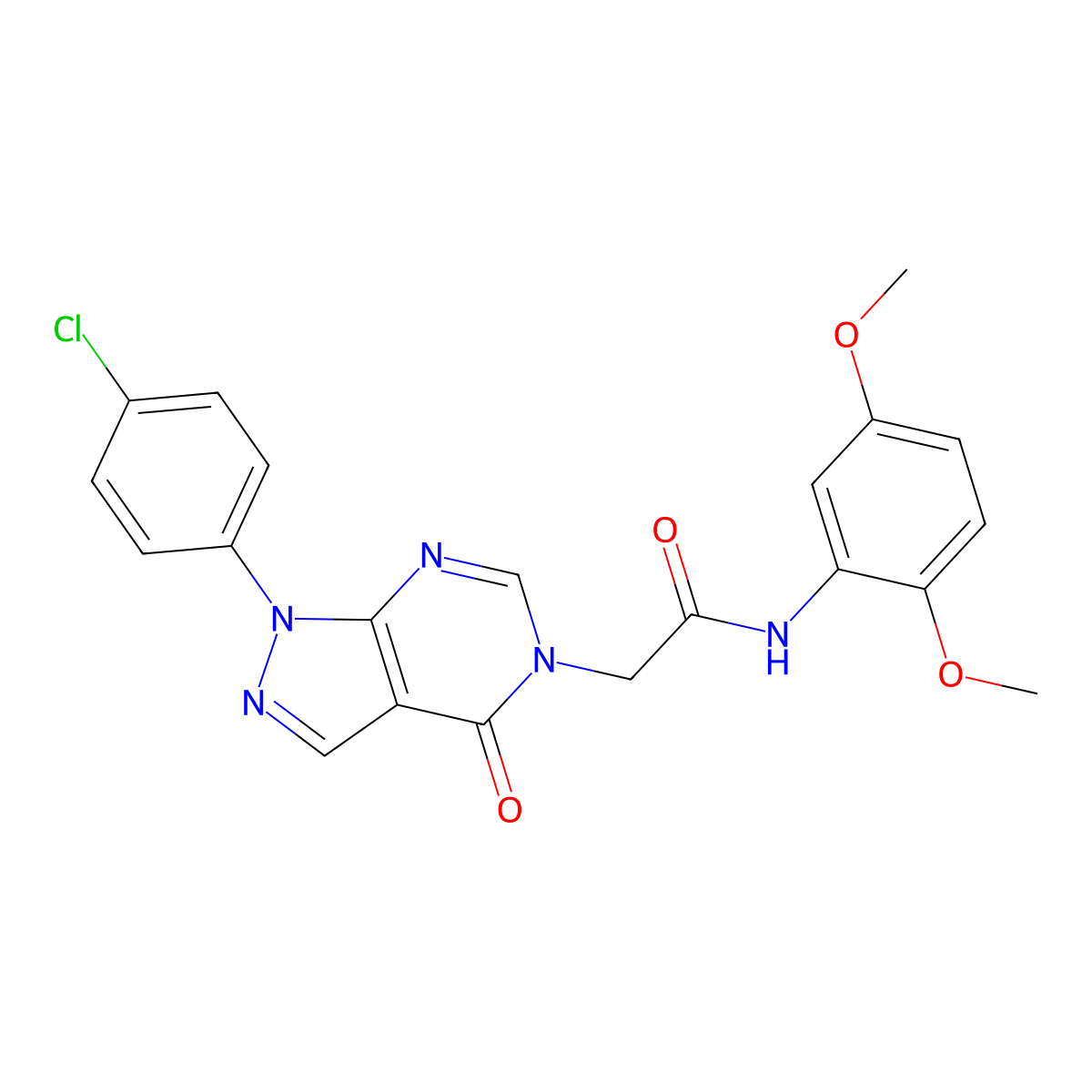 2-[1-(4-chlorophenyl)-4-oxo-1H,4H,5H-pyrazolo[3,4-d]pyrimidin-5-yl]-N-(2,5-dimethoxyphenyl)acetamide molecular structure, CAS 852440-99-4