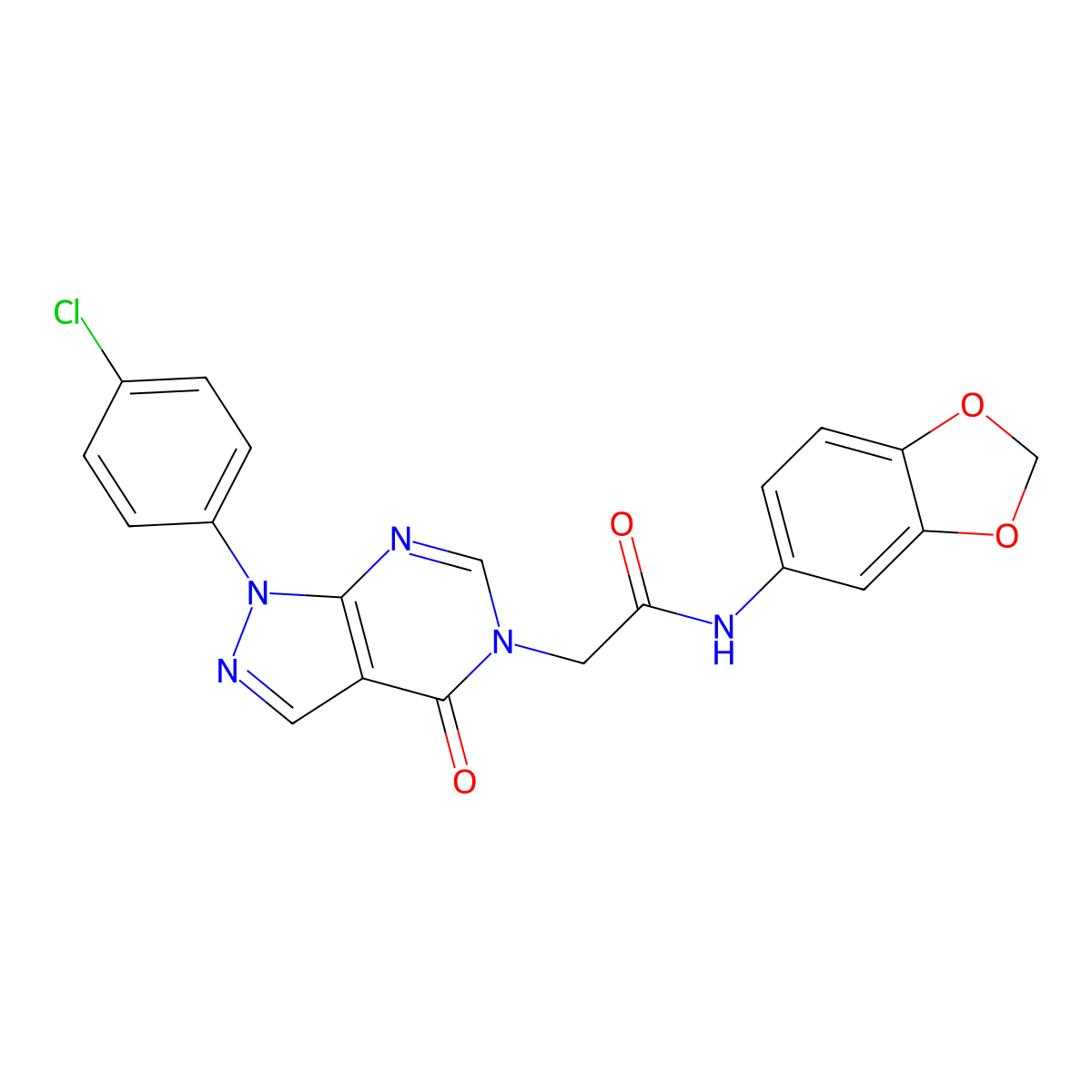 N-(benzo[d][1,3]dioxol-5-yl)-2-(1-(4-chlorophenyl)-4-oxo-1H-pyrazolo[3,4-d]pyrimidin-5(4H)-yl)acetamide molecular structure, CAS 852441-01-1