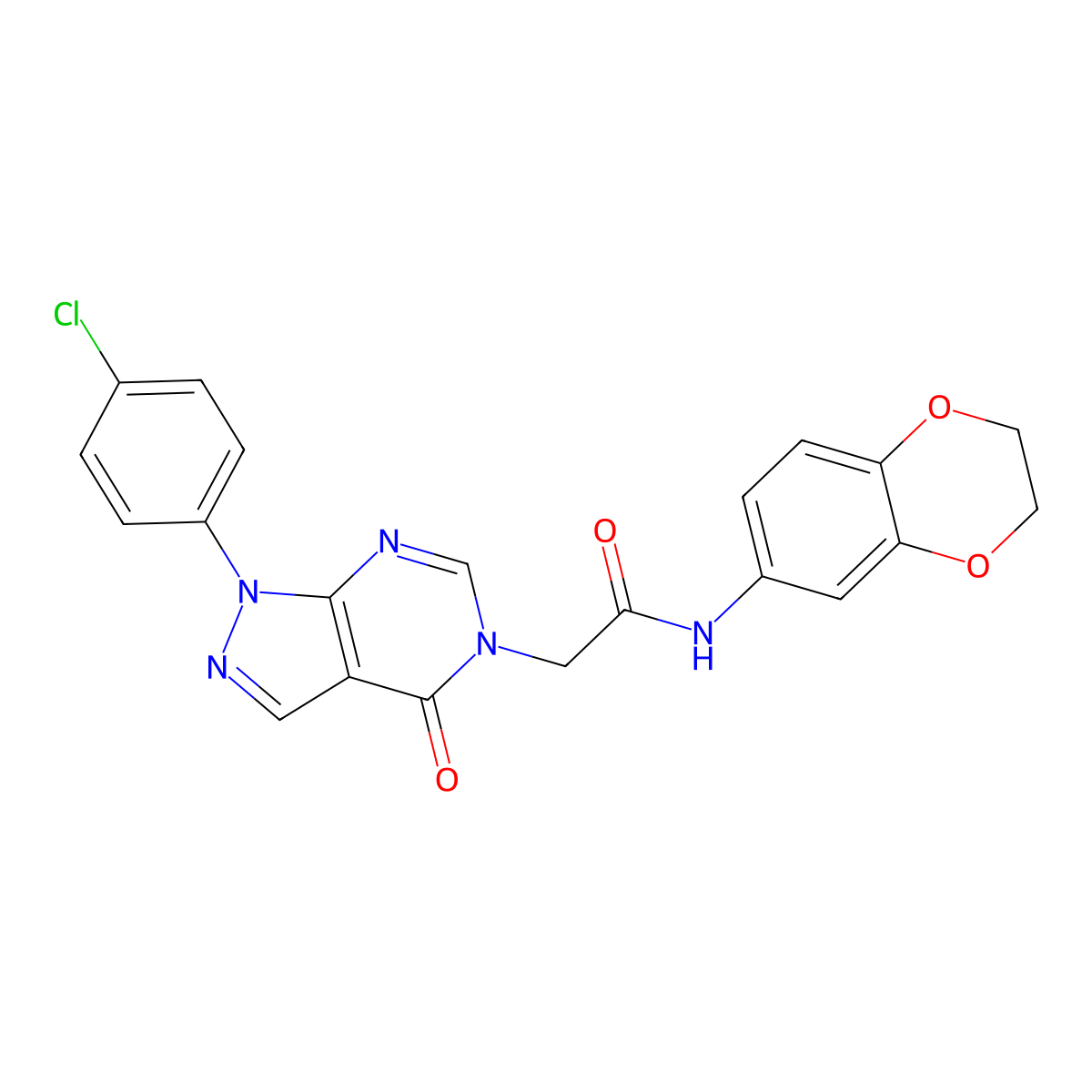 2-(1-(4-chlorophenyl)-4-oxo-1H-pyrazolo[3,4-d]pyrimidin-5(4H)-yl)-N-(2,3-dihydrobenzo[b][1,4]dioxin-6-yl)acetamide molecular structure, CAS 852441-02-2