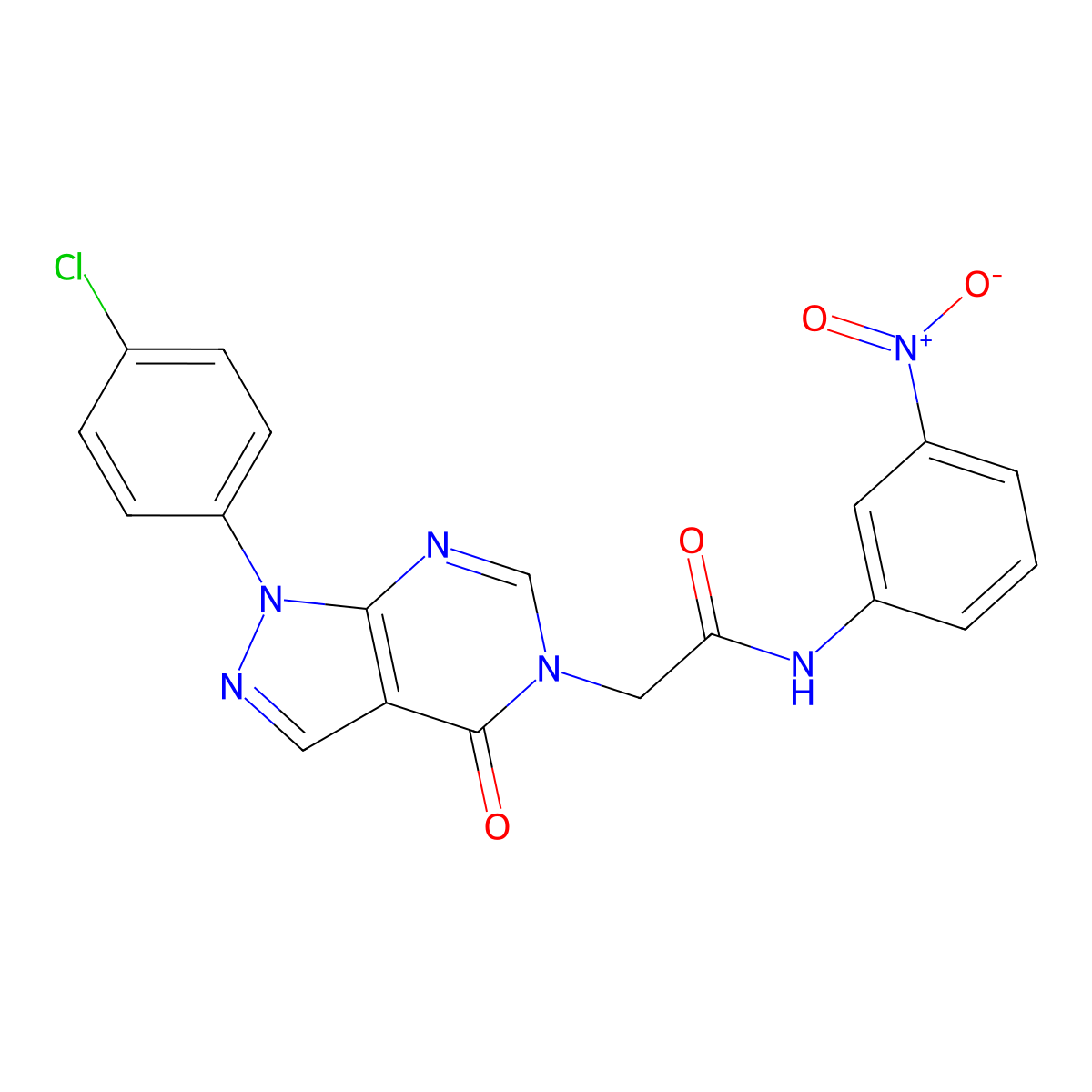 2-(1-(4-chlorophenyl)-4-oxo-1H-pyrazolo[3,4-d]pyrimidin-5(4H)-yl)-N-(3-nitrophenyl)acetamide molecular structure, CAS 852441-06-6