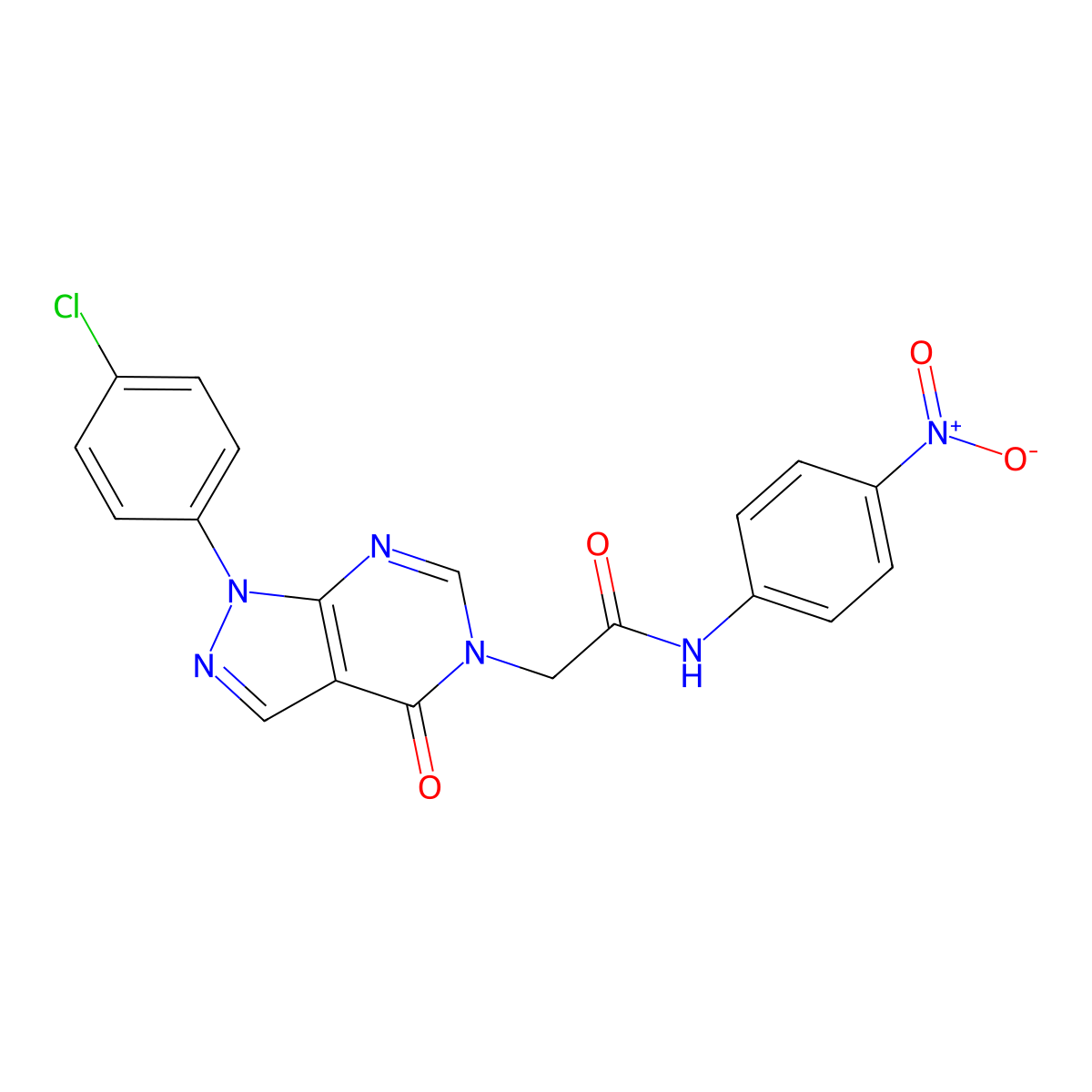 2-[1-(4-chlorophenyl)-4-oxo-1H,4H,5H-pyrazolo[3,4-d]pyrimidin-5-yl]-N-(4-nitrophenyl)acetamide molecular structure, CAS 852441-07-7