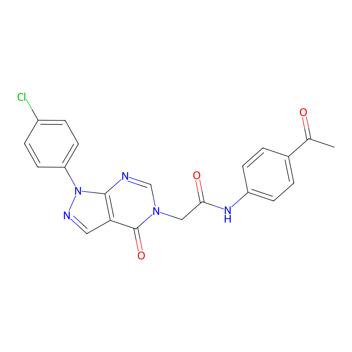 N-(4-acetylphenyl)-2-(1-(4-chlorophenyl)-4-oxo-1H-pyrazolo[3,4-d]pyrimidin-5(4H)-yl)acetamide molecular structure, CAS 852441-13-5