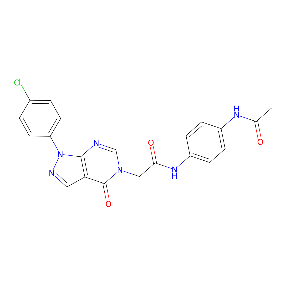 2-[1-(4-chlorophenyl)-4-oxo-1H,4H,5H-pyrazolo[3,4-d]pyrimidin-5-yl]-N-(4-acetamidophenyl)acetamide molecular structure, CAS 852441-16-8