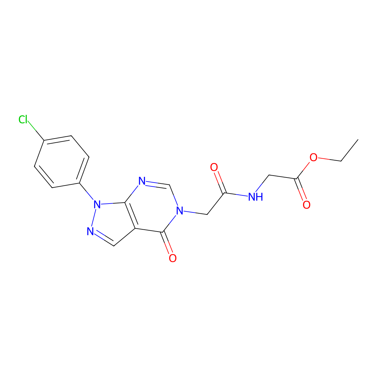 Ethyl 2-[[2-[1-(4-chlorophenyl)-4-oxopyrazolo[3,4-d]pyrimidin-5-yl]acetyl]amino]acetate molecular structure, CAS 852441-21-5