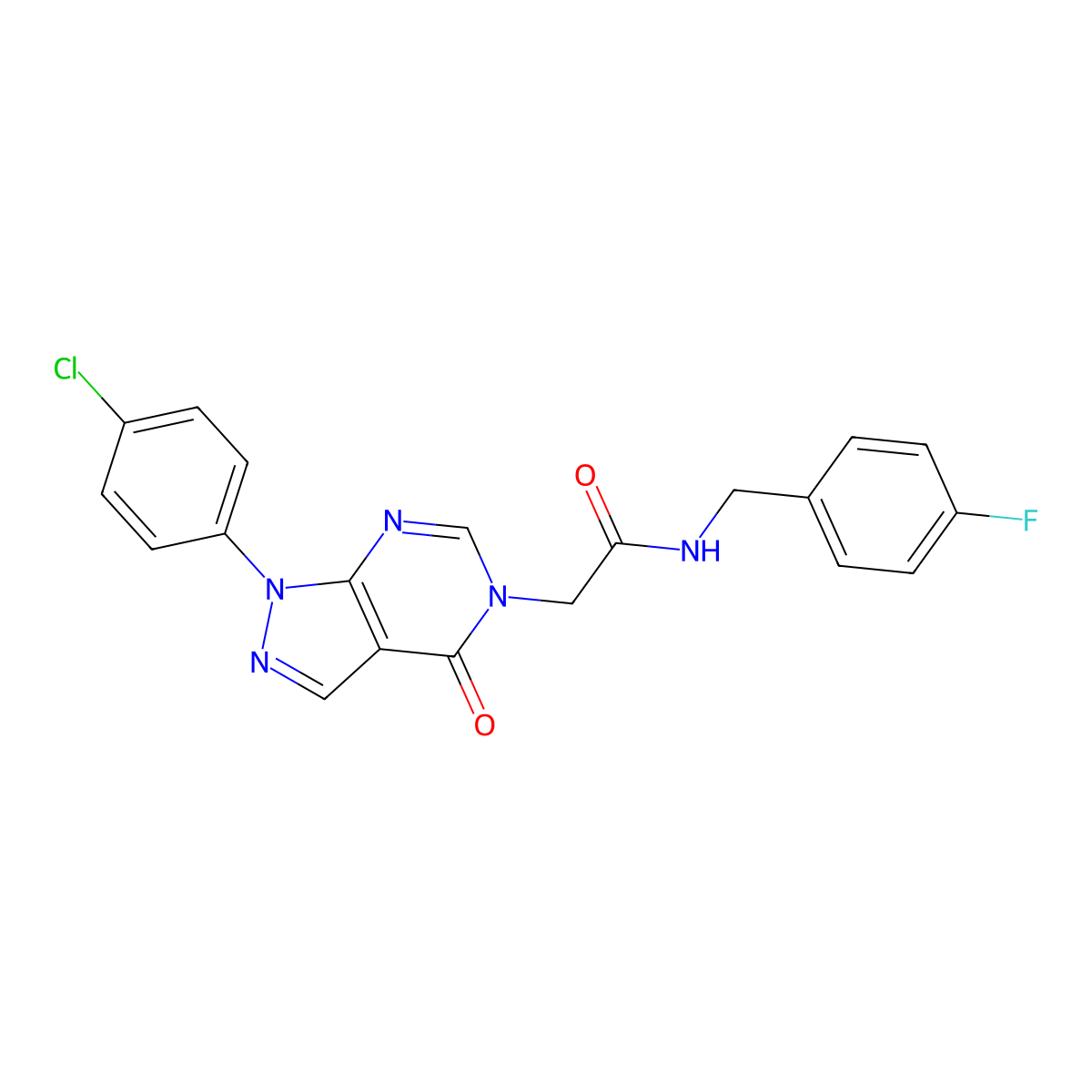 2-(1-(4-chlorophenyl)-4-oxo-1H-pyrazolo[3,4-d]pyrimidin-5(4H)-yl)-N-(4-fluorobenzyl)acetamide molecular structure, CAS 852441-24-8