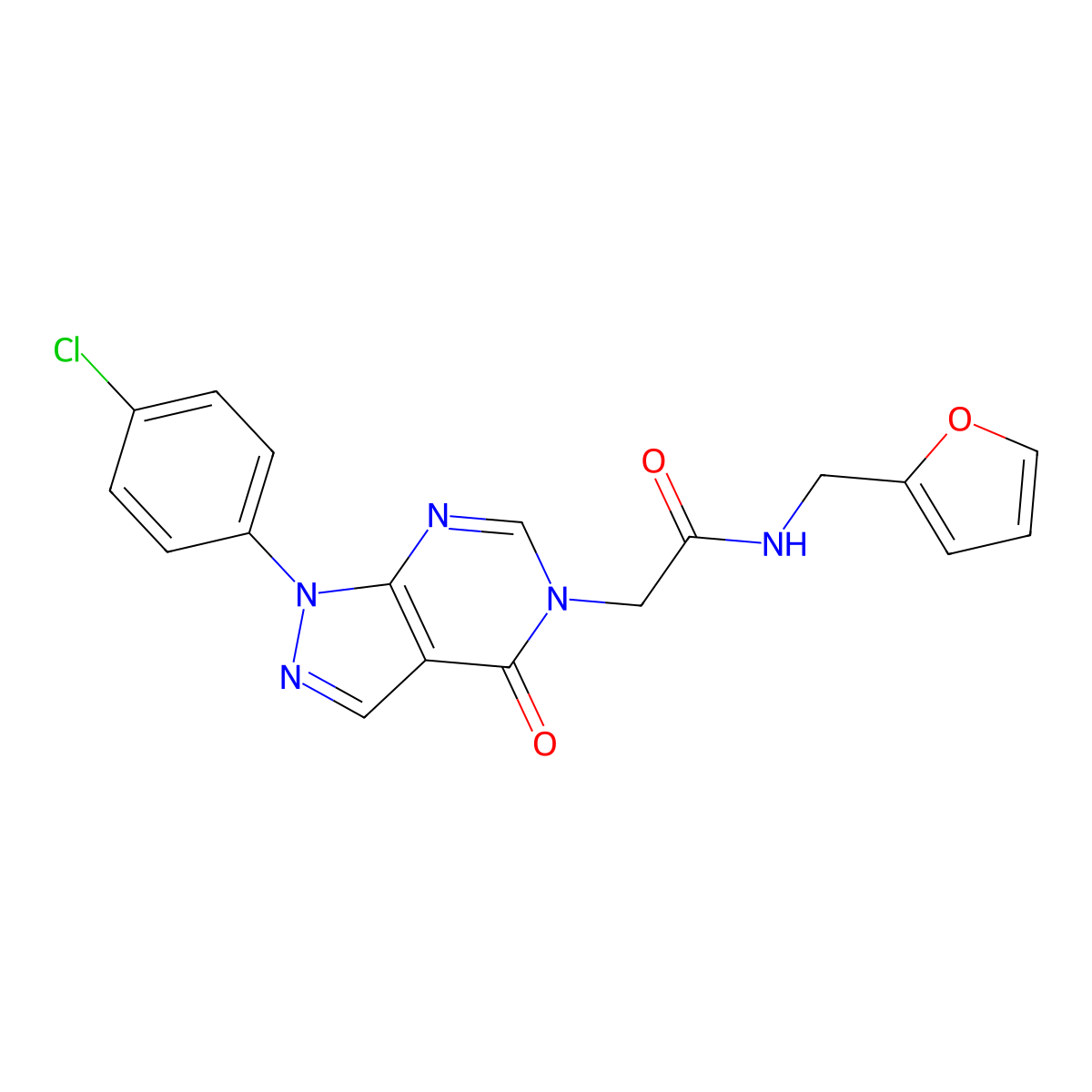 2-[1-(4-chlorophenyl)-4-oxopyrazolo[3,4-d]pyrimidin-5-yl]-N-(furan-2-ylmethyl)acetamide molecular structure, CAS 852441-30-6