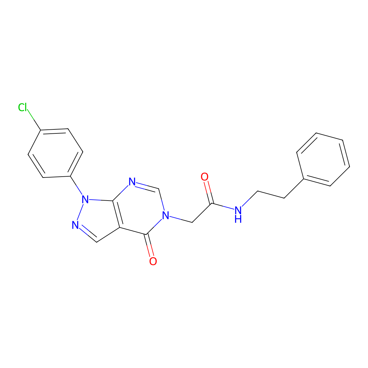 2-(1-(4-chlorophenyl)-4-oxo-1H-pyrazolo[3,4-d]pyrimidin-5(4H)-yl)-N-phenethylacetamide molecular structure, CAS 852441-33-9
