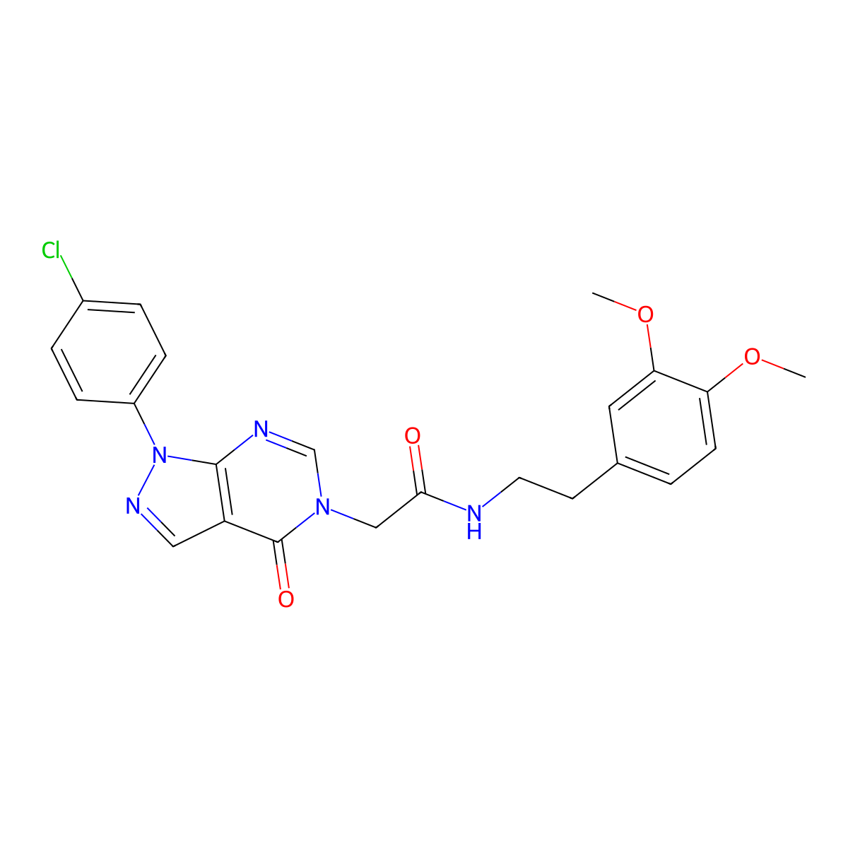2-(1-(4-chlorophenyl)-4-oxo-1H-pyrazolo[3,4-d]pyrimidin-5(4H)-yl)-N-(3,4-dimethoxyphenethyl)acetamide molecular structure, CAS 852441-34-0