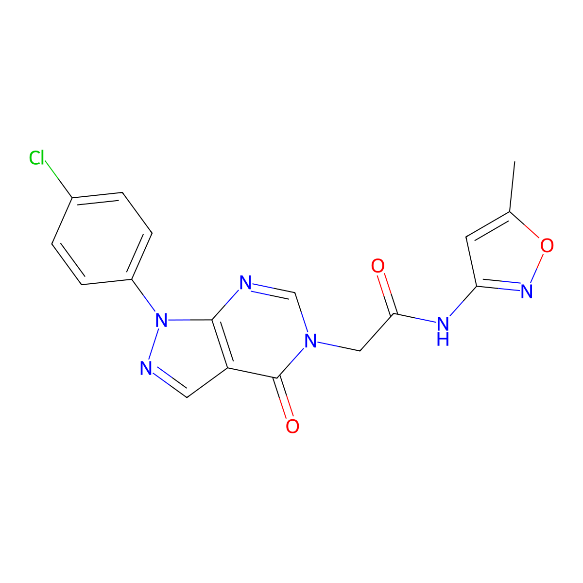 2-(1-(4-chlorophenyl)-4-oxo-1H-pyrazolo[3,4-d]pyrimidin-5(4H)-yl)-N-(5-methylisoxazol-3-yl)acetamide molecular structure, CAS 852441-35-1