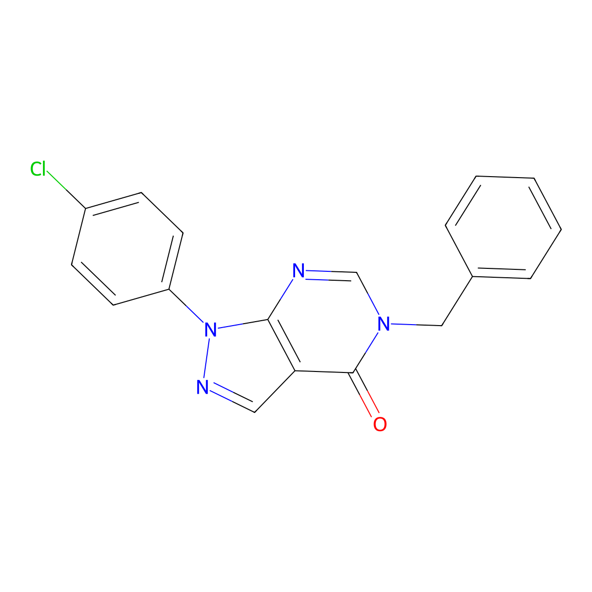 5-benzyl-1-(4-chlorophenyl)-1H-pyrazolo[3,4-d]pyrimidin-4(5H)-one molecular structure, CAS 852441-36-2
