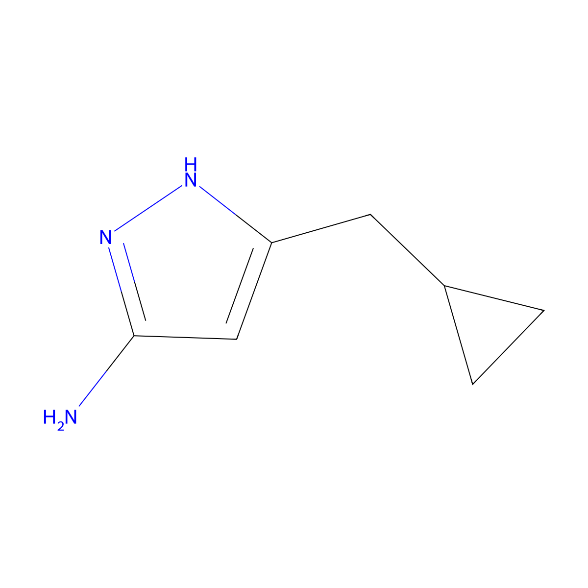 3-(cyclopropylmethyl)-1H-pyrazol-5-amine molecular structure, CAS 852443-64-2