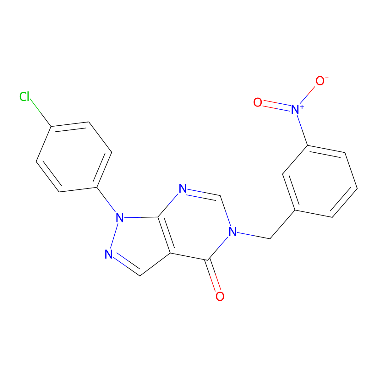 1-(4-chlorophenyl)-5-(3-nitrobenzyl)-1H-pyrazolo[3,4-d]pyrimidin-4(5H)-one molecular structure, CAS 852450-06-7