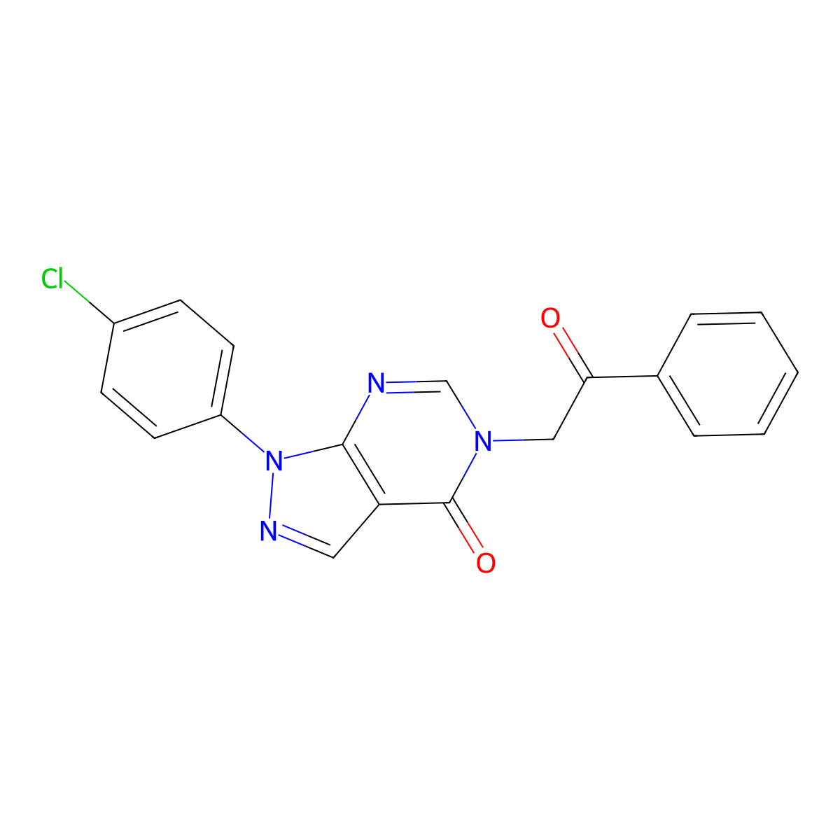 1-(4-chlorophenyl)-5-(2-oxo-2-phenylethyl)-1H-pyrazolo[3,4-d]pyrimidin-4(5H)-one molecular structure, CAS 852450-14-7