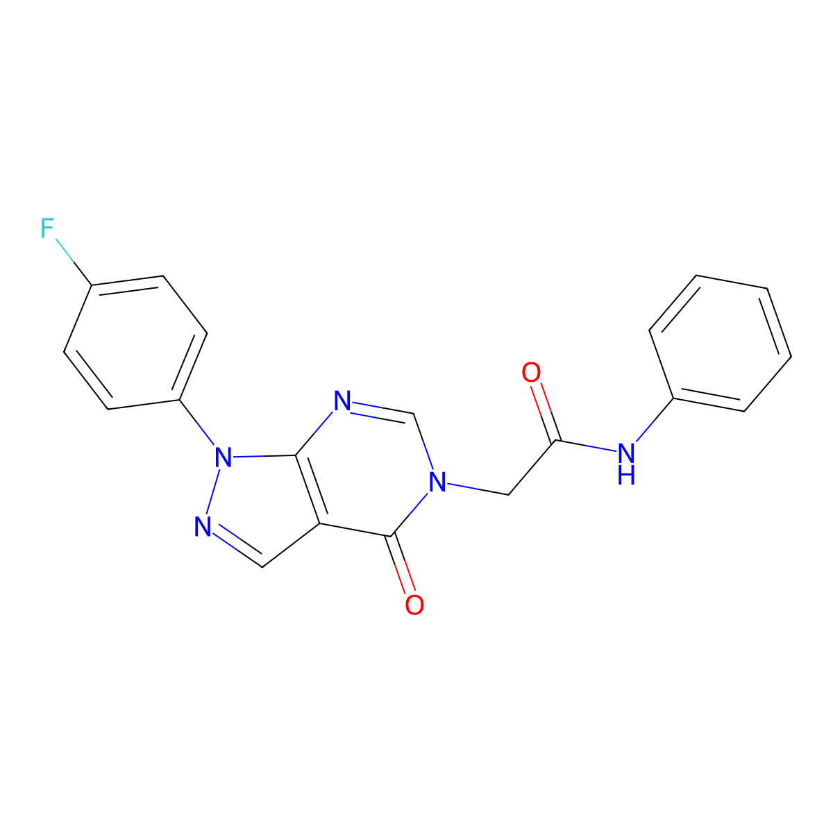 2-(1-(4-fluorophenyl)-4-oxo-1H-pyrazolo[3,4-d]pyrimidin-5(4H)-yl)-N-phenylacetamide molecular structure, CAS 852450-23-8