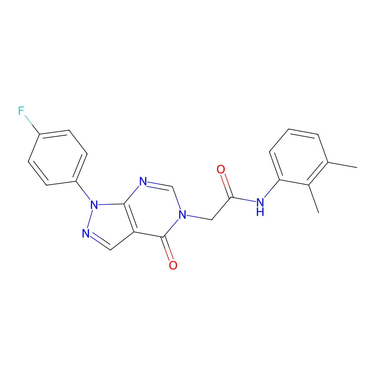 N-(2,3-dimethylphenyl)-2-(1-(4-fluorophenyl)-4-oxo-1H-pyrazolo[3,4-d]pyrimidin-5(4H)-yl)acetamide molecular structure, CAS 852450-30-7
