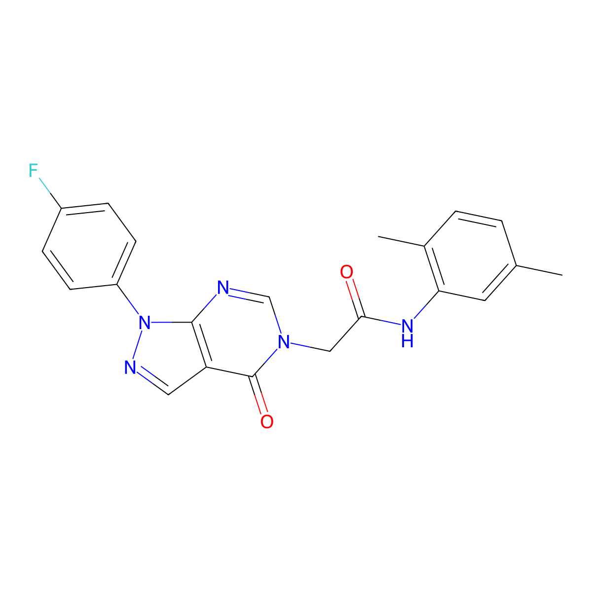 N-(2,5-dimethylphenyl)-2-(1-(4-fluorophenyl)-4-oxo-1H-pyrazolo[3,4-d]pyrimidin-5(4H)-yl)acetamide molecular structure, CAS 852450-32-9