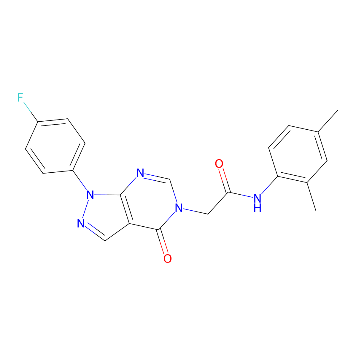 N-(2,4-dimethylphenyl)-2-[1-(4-fluorophenyl)-4-oxo-1,4-dihydro-5H-pyrazolo[3,4-d]pyrimidin-5-yl]acetamide molecular structure, CAS 852450-33-0