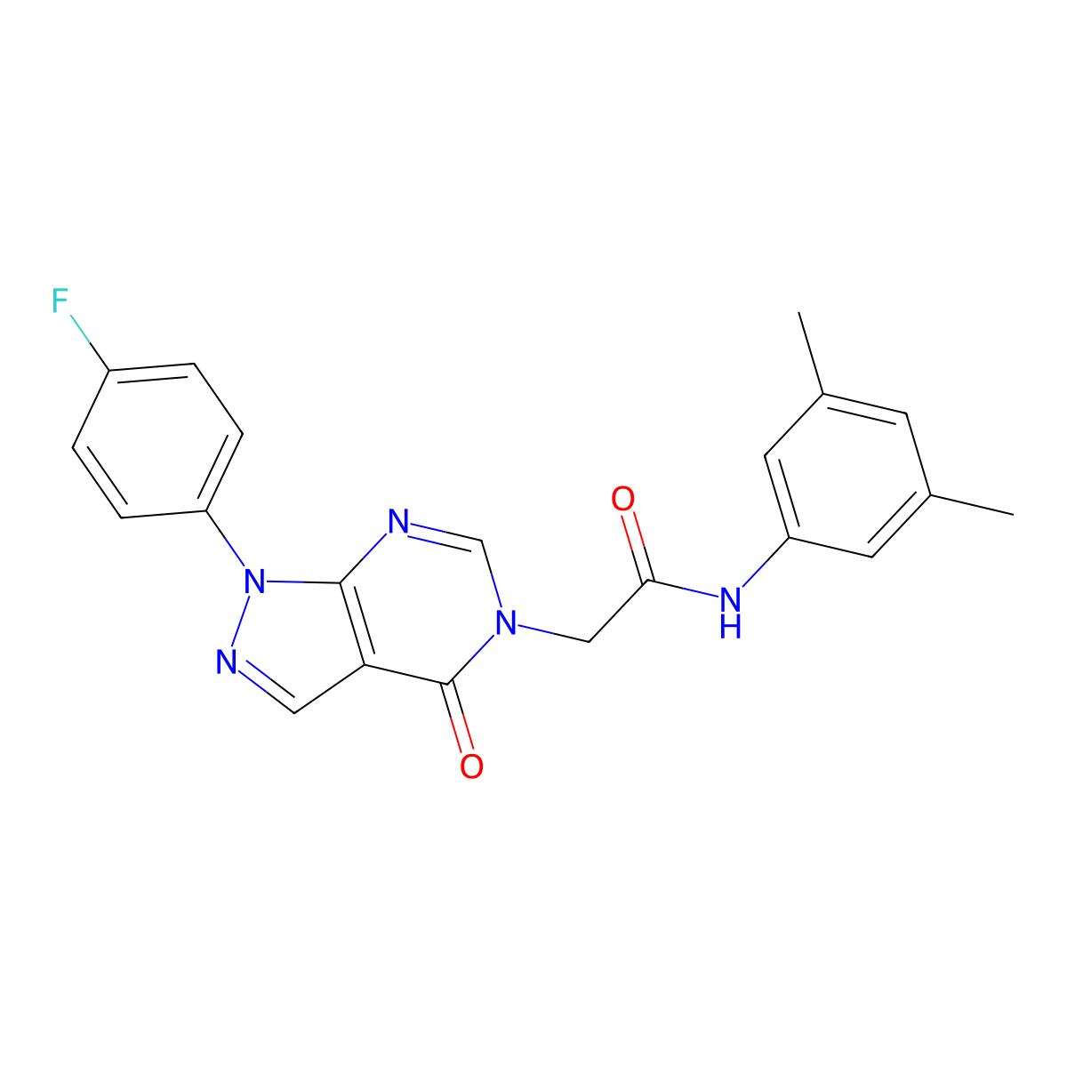 N-(3,5-dimethylphenyl)-2-[1-(4-fluorophenyl)-4-oxopyrazolo[3,4-d]pyrimidin-5-yl]acetamide molecular structure, CAS 852450-34-1