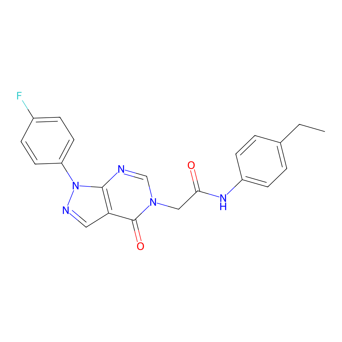 N-(4-ethylphenyl)-2-[1-(4-fluorophenyl)-4-oxopyrazolo[3,4-d]pyrimidin-5-yl]acetamide molecular structure, CAS 852450-36-3
