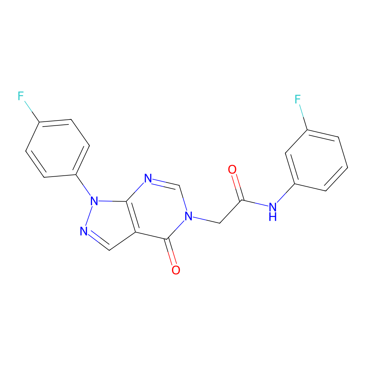 N-(3-fluorophenyl)-2-[1-(4-fluorophenyl)-4-oxopyrazolo[3,4-d]pyrimidin-5-yl]acetamide molecular structure, CAS 852450-39-6