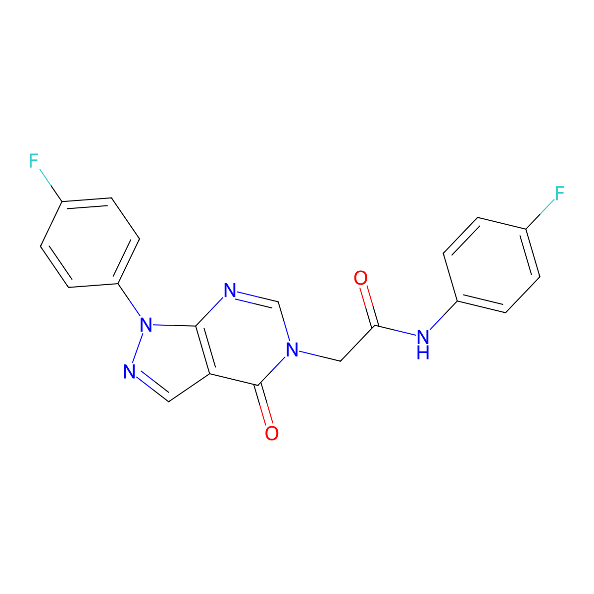 N-(4-fluorophenyl)-2-(1-(4-fluorophenyl)-4-oxo-1H-pyrazolo[3,4-d]pyrimidin-5(4H)-yl)acetamide molecular structure, CAS 852450-40-9