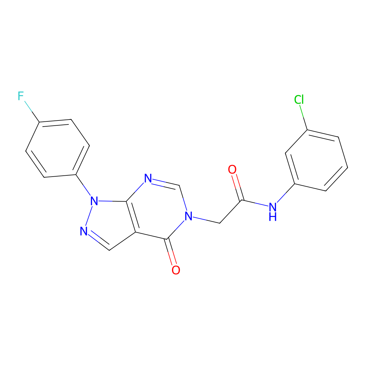 N-(3-chlorophenyl)-2-[1-(4-fluorophenyl)-4-oxopyrazolo[3,4-d]pyrimidin-5-yl]acetamide molecular structure, CAS 852450-41-0