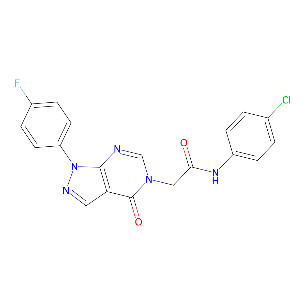 N-(4-chlorophenyl)-2-(1-(4-fluorophenyl)-4-oxo-1H-pyrazolo[3,4-d]pyrimidin-5(4H)-yl)acetamide molecular structure, CAS 852450-42-1