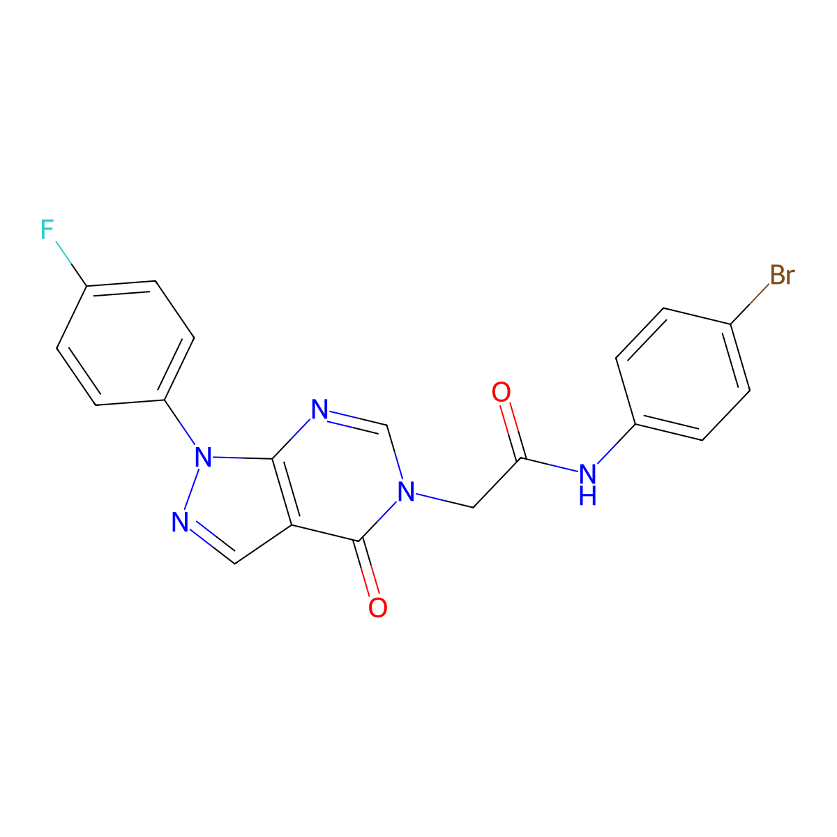 N-(4-bromophenyl)-2-(1-(4-fluorophenyl)-4-oxo-1H-pyrazolo[3,4-d]pyrimidin-5(4H)-yl)acetamide molecular structure, CAS 852450-43-2