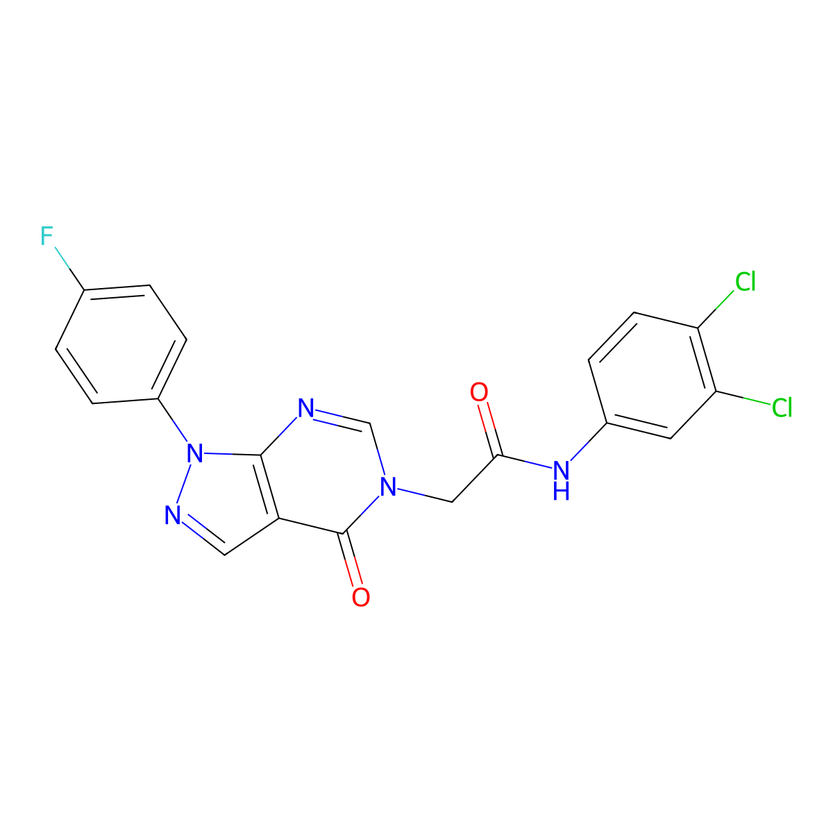 N-(3,4-dichlorophenyl)-2-(1-(4-fluorophenyl)-4-oxo-1H-pyrazolo[3,4-d]pyrimidin-5(4H)-yl)acetamide molecular structure, CAS 852450-45-4