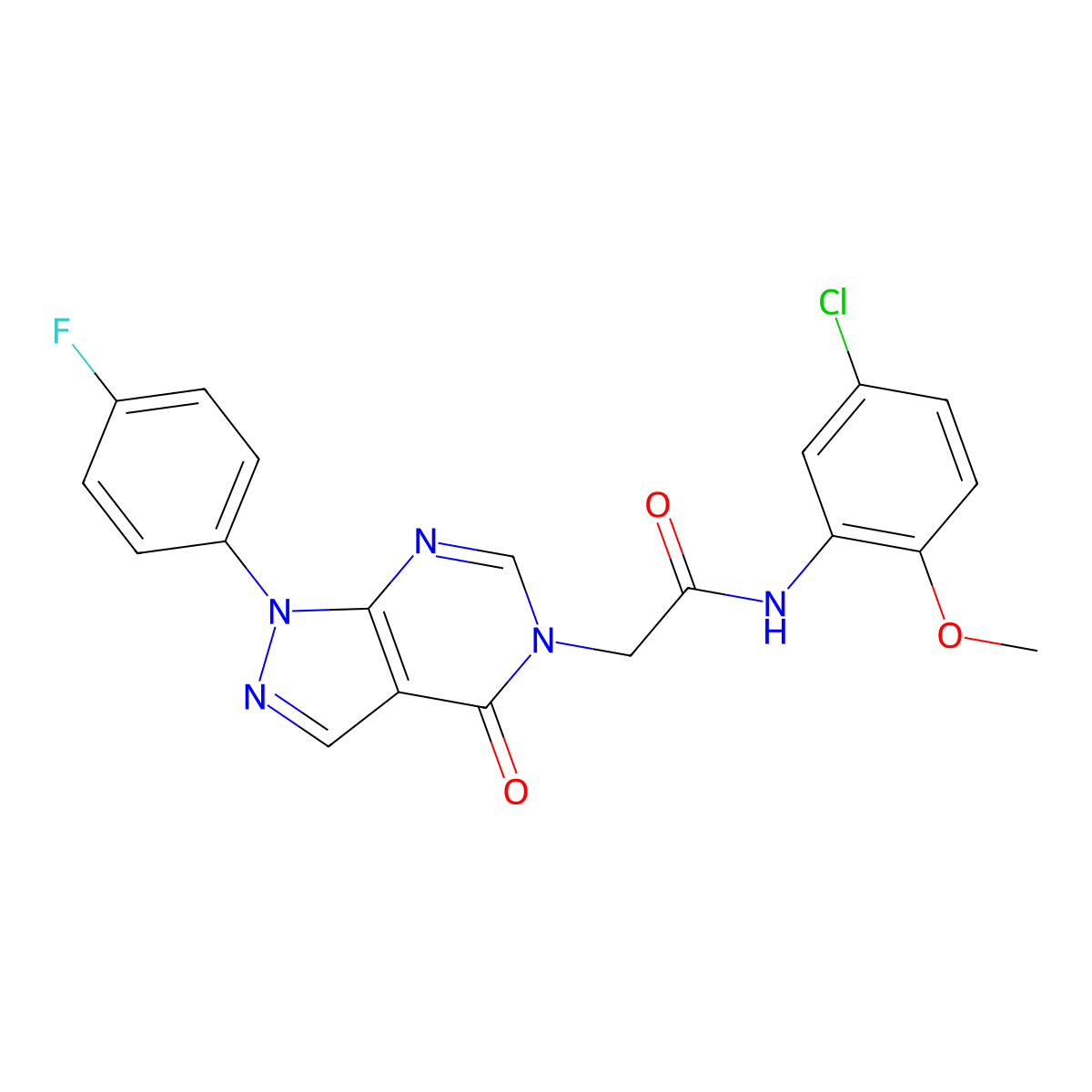 N-(5-chloro-2-methoxyphenyl)-2-(1-(4-fluorophenyl)-4-oxo-1H-pyrazolo[3,4-d]pyrimidin-5(4H)-yl)acetamide molecular structure, CAS 852450-47-6