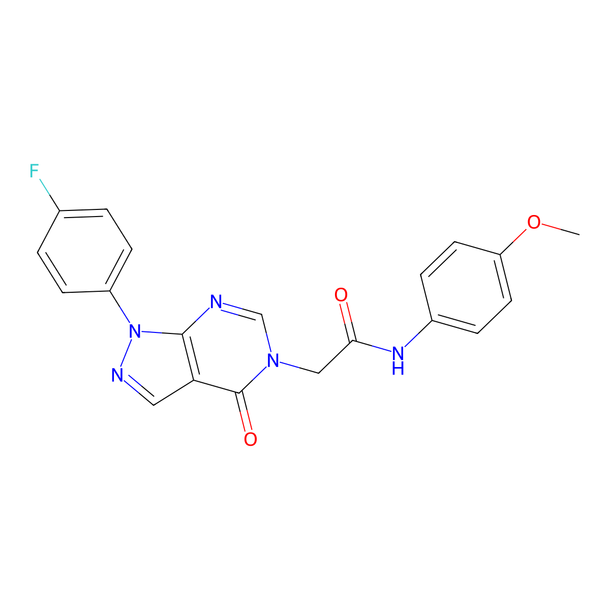 2-[1-(4-fluorophenyl)-4-oxopyrazolo[3,4-d]pyrimidin-5-yl]-N-(4-methoxyphenyl)acetamide molecular structure, CAS 852450-49-8